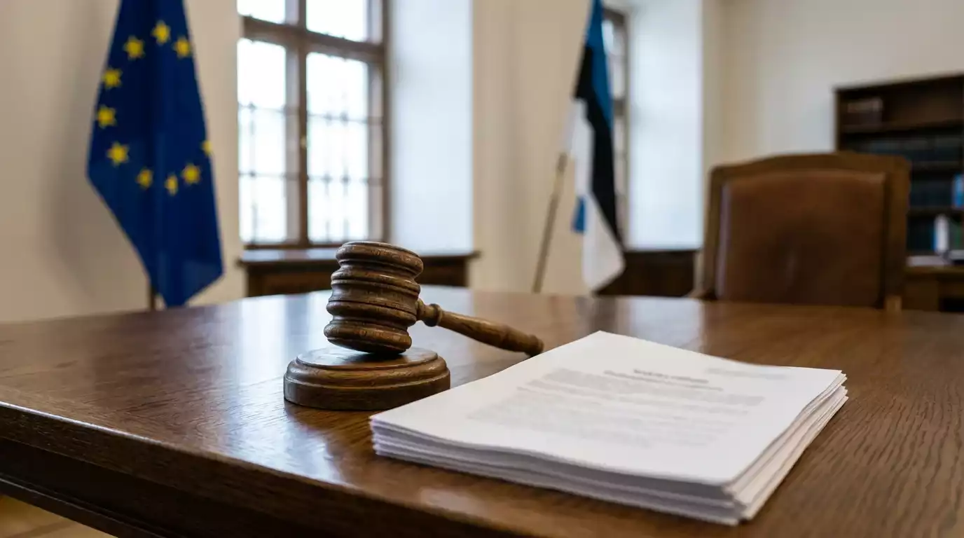 Euroopa Liidu lipp ja regulatiivsed dokumendid laua peal